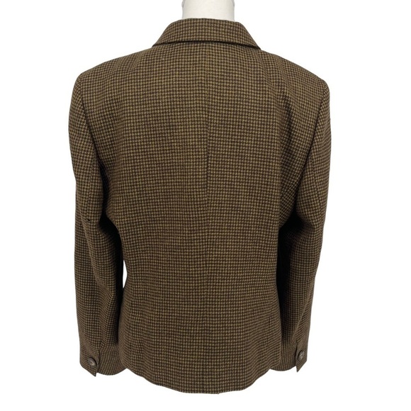 Vintage Liz Claiborne Blazer 100% Wool Green Houndstooth 12 - Picture 2 of 9